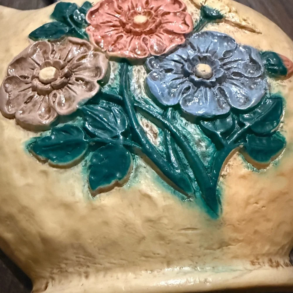 Vintage Yellow Wall Decor with Floral and Fruit Design plastic material